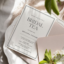 Invitación Té de novia moderno negro y blanco