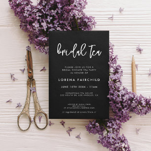 Invitación Té de novia negro contemporáneo
