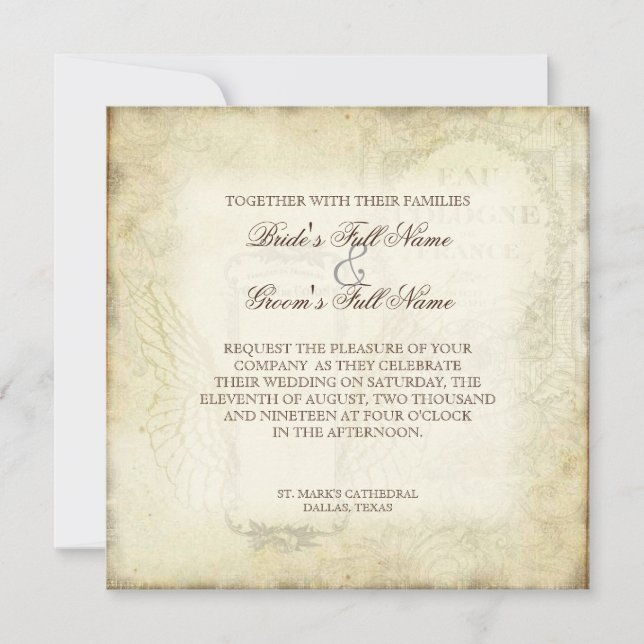 Invitación Té del remolino de las alas del ángel de los (Anverso)