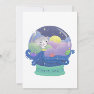 Invitación Te echo de menos los barcos de gato y papel