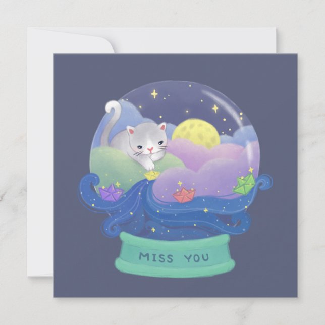 Invitación Te echo de menos los barcos de gato y papel (Anverso)