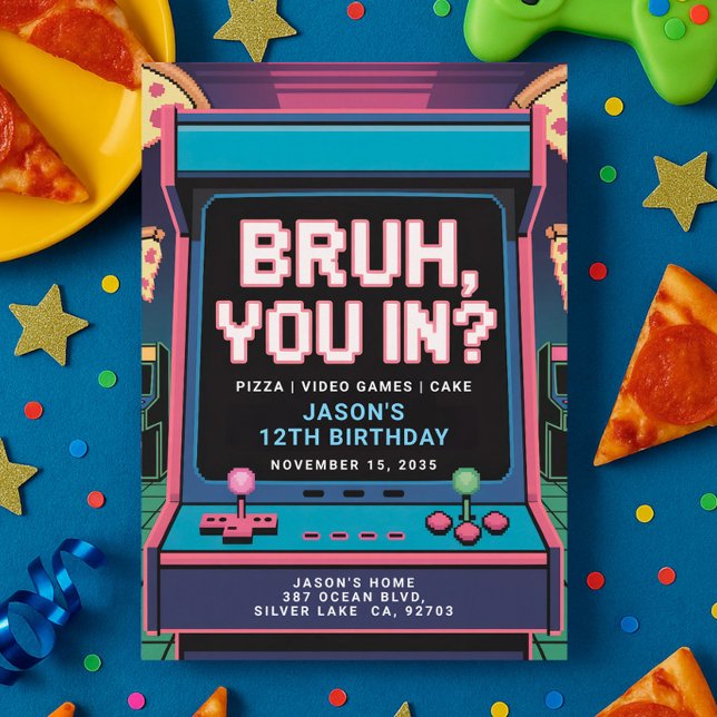 Invitación ¿Te Encerraste? Neon Video Game Arcade Birday Part (Subido por el creador)