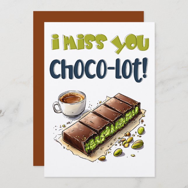 Invitación ¡Te Extraño Choco-lot! - Chocolate Kunafa Wordplay (Anverso / Reverso)