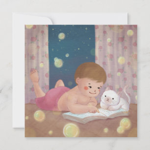 Invitación Te falta: Ilustracion de chico y gato