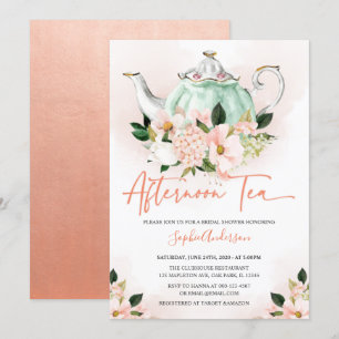 Invitación Té Fiesta de novia suave de color rosa floral por 