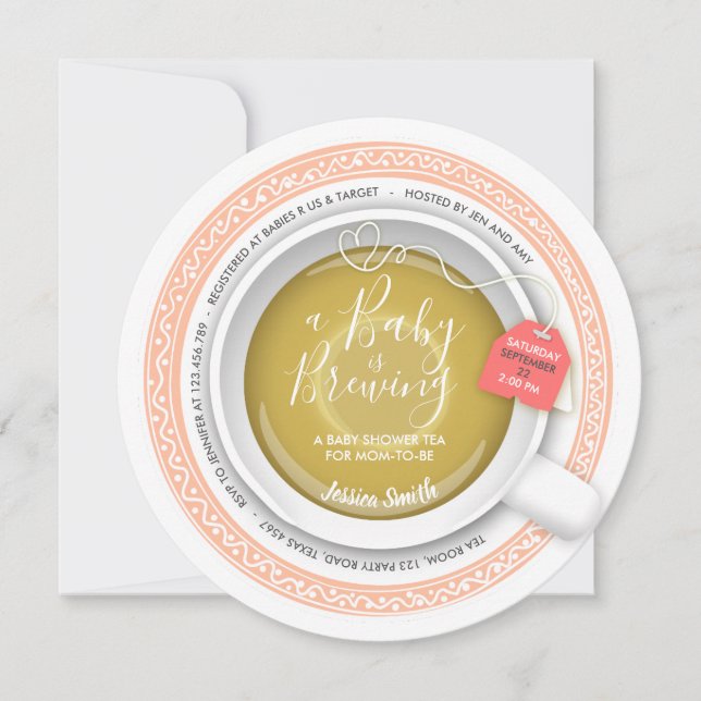 Invitación Té fiesta de té para la ducha de bebé (Anverso)