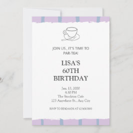 Invitación Té fiesta luz púrpura por té 60 cumpleaños