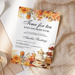 Invitación Té Floral Caído Con Novia Para Ser Ducha De Novias
