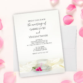Invitación Té floral con Boda rosa
