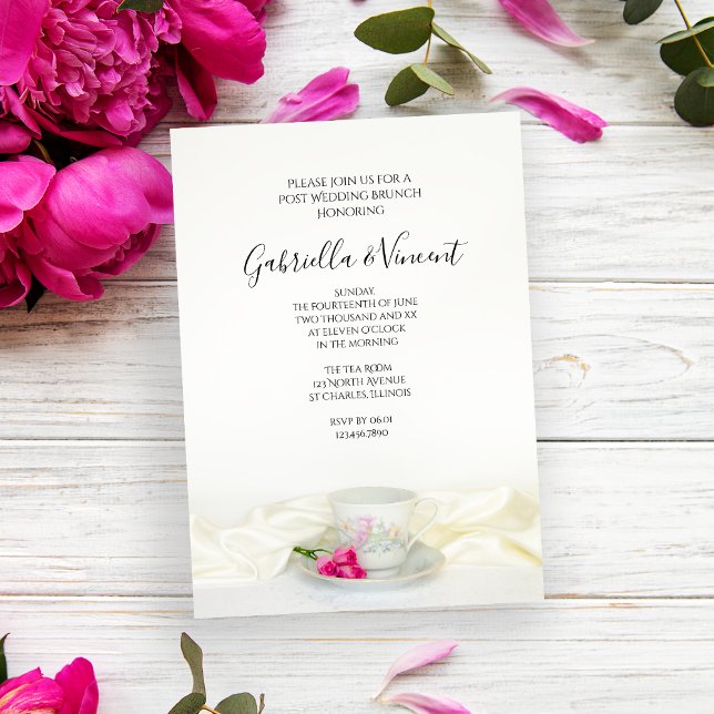 Invitación Té floral con rosas rosadas post Boda Brunch (Subido por el creador)