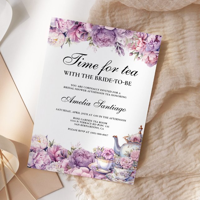 Invitación Té floral morado con despedida de soltera (Subido por el creador)