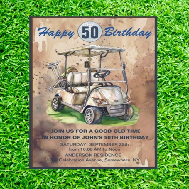 Invitación ¡Te invitan a un Fiesta de golf "Fif-tee"! (Let’s celebrate my birthday with some swings on the green)