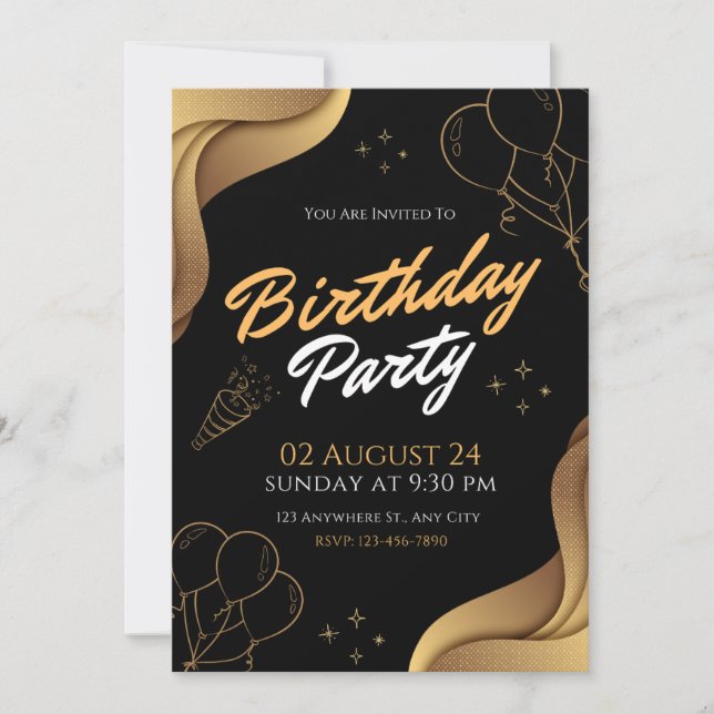 Invitación "¡Te invitan a una Bash de Cumpleaños!" (Anverso)