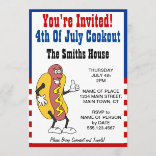 Invitación Te invitan el 4 de julio a Cookout Hot Dog Persona