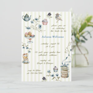 Invitación Té Jardín Acuarela Floral Despedida de Soltera