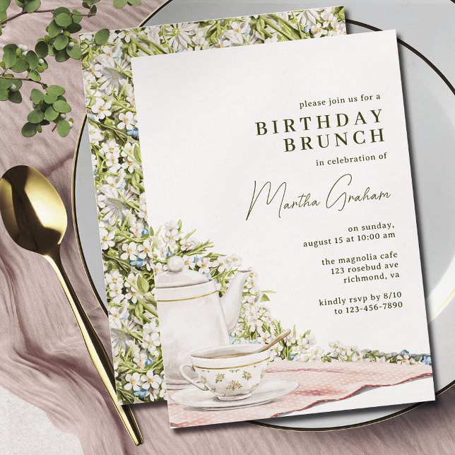 Invitación Té lindo + Jardín floral | Elegante Brunch de Cump (Subido por el creador)