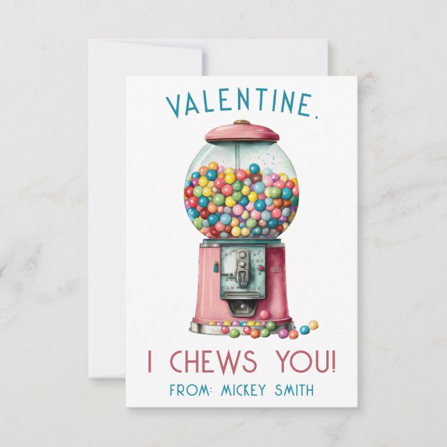 Invitación ¡Te Mastico, Valentine! Gumball Machine Valentine (Anverso)
