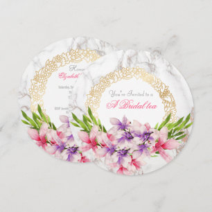 Invitación Té Nupcial de Flores de Magnoilia Acuarela sobre M