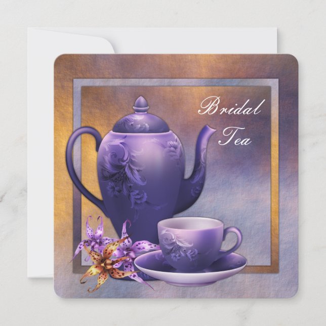 Invitación Té nupcial de orquídea morada (Anverso)