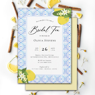 Invitación Té nupcial moderno Lemons Ducha de azulejos portug