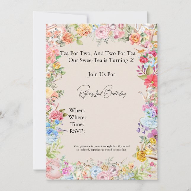 Invitación Té para Dos (Anverso)