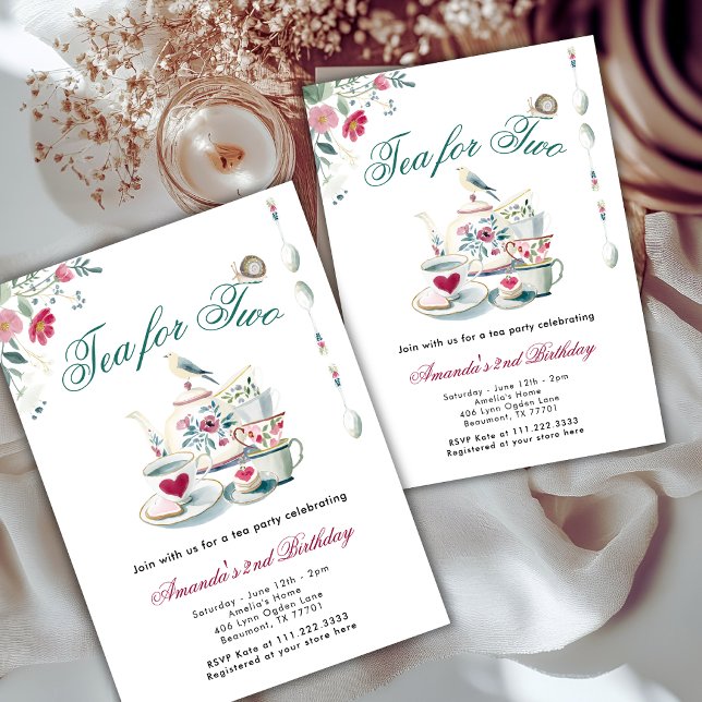Invitación Té para dos animales florales fiesta de cumpleaños (Subido por el creador)