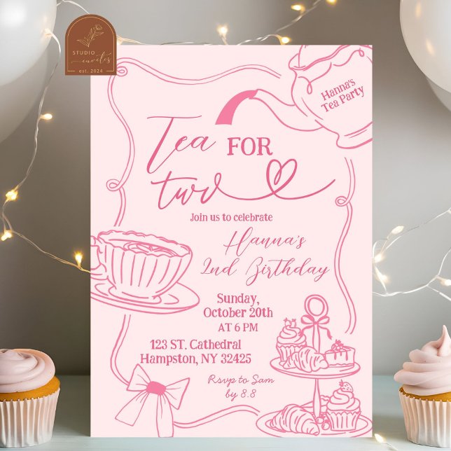 Invitación Té para dos dibujado a mano Cumpleaños 2 (Subido por el creador)