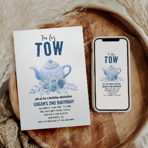 Invitación Té para Dos – Fiesta floral de cumpleaños número 2
