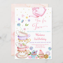 Invitación Té Para Dos Fiestas De Té Floral Rosa Cumpleaños