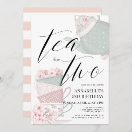 Invitación Té para dos Fiestas de té segundo cumpleaños