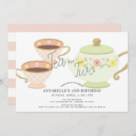 Invitación Té para dos Fiestas de té segundo cumpleaños