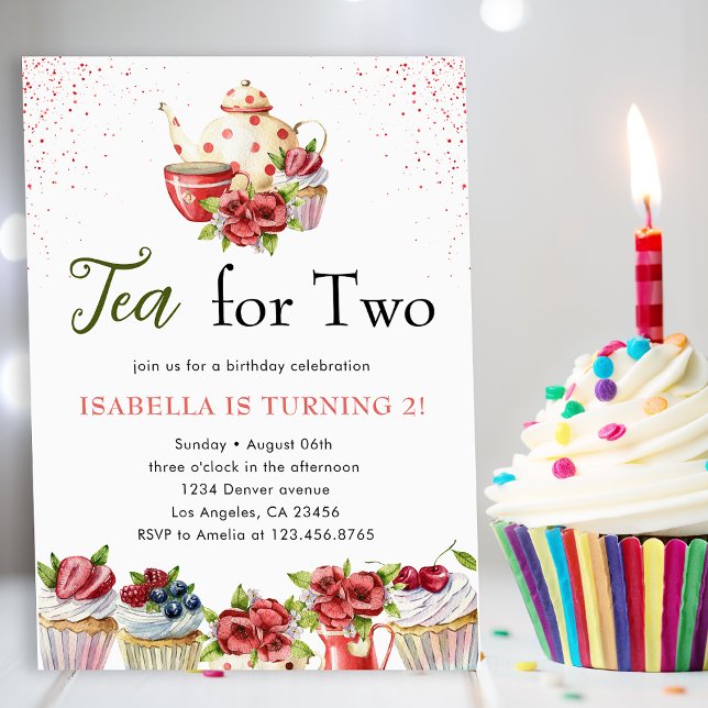 Invitación Té para dos Fiestas florales de té de cumpleaños (Subido por el creador)