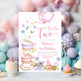 Invitación Té para dos Fiestas rosados Cumpleaños