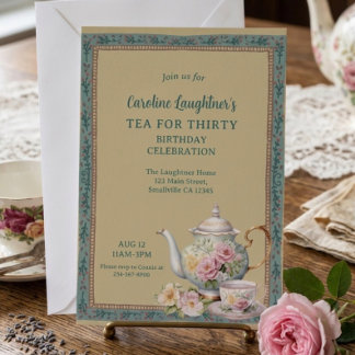 Invitación Té para treinta cumpleaños de jardín de flores