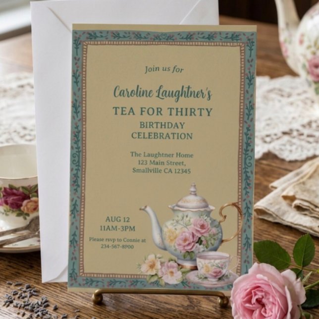Invitación Té para treinta cumpleaños de jardín de flores (Subido por el creador)