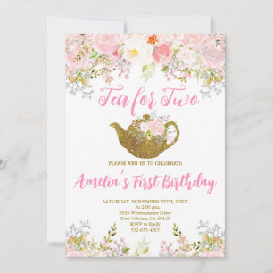 Invitación Té Por Dos Invitaciones, Segundo Cumpleaños Del Fi