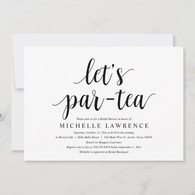 Invitación Té por la mañana, celebración de la ducha de novia (Anverso)