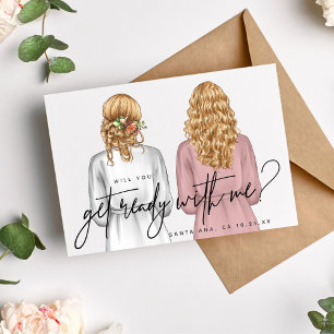 Invitación ¿Te Prepararás Conmigo? Chicas con batas de baño