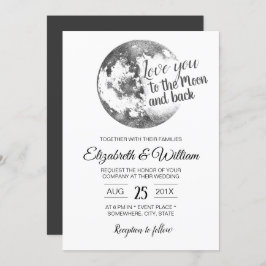 Invitación Te quiero a la luna y a la boda elegante de atrás