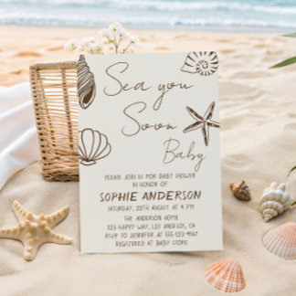 Invitación Te Vemos Pronto Baby Boho Fiesta de Bebé Costera