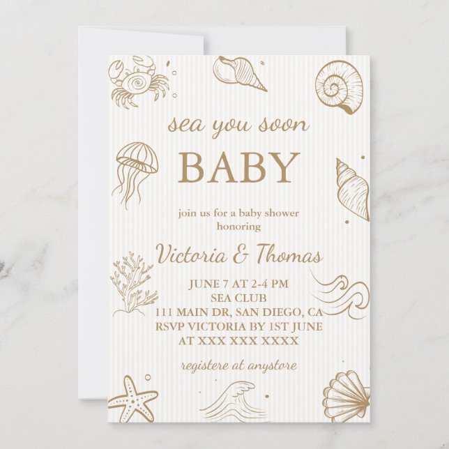 Invitación Te Vemos Pronto Baby Shower Neutral (Anverso)