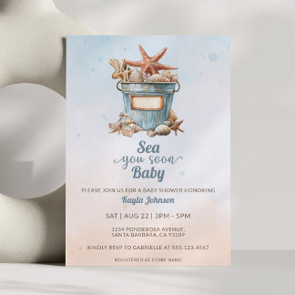Invitación Te Vemos Pronto Baby Shower Rústico Acuarela Coste