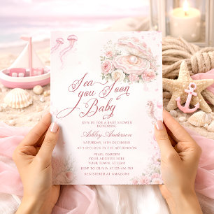 Invitación Te Vemos Pronto Chica Costera Baby Shower