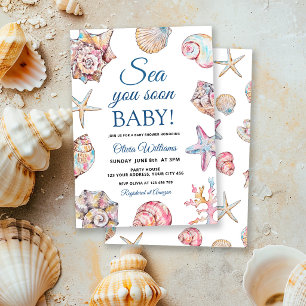 Invitación Te Vemos Pronto Fiesta de Bebé Caracol de Mar