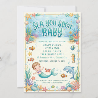 Invitación Te veo pronto Bebé Bajo el Mar Baby Shower