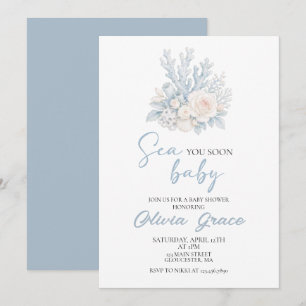Invitación Te veo pronto bebé Baño de bebé en la playa coster