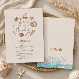 Invitación Te veo pronto conchas de mar baby shower