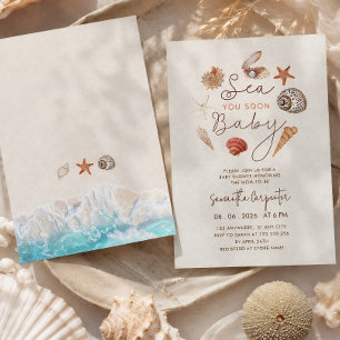 Invitación Te veo pronto conchas de mar baby shower
