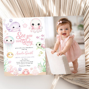 Invitación Te veo pronto Foto de animales del océano Baby Sho