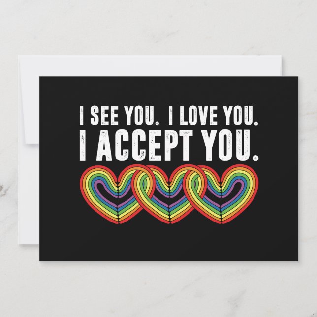 Invitación Te veo te amo te acepto arcoíris LGBTQ (Anverso)
